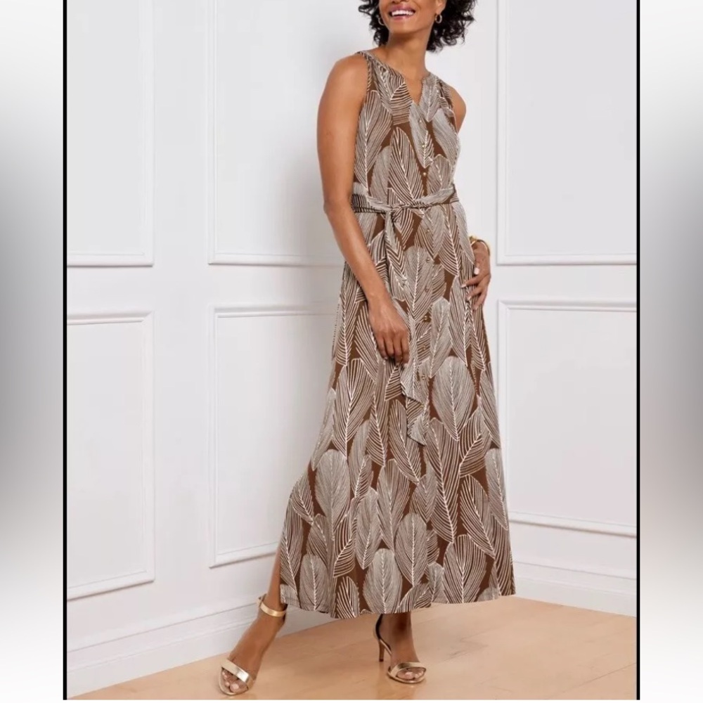 Talbots Maxi Shirtdress - Linear Palm Print
